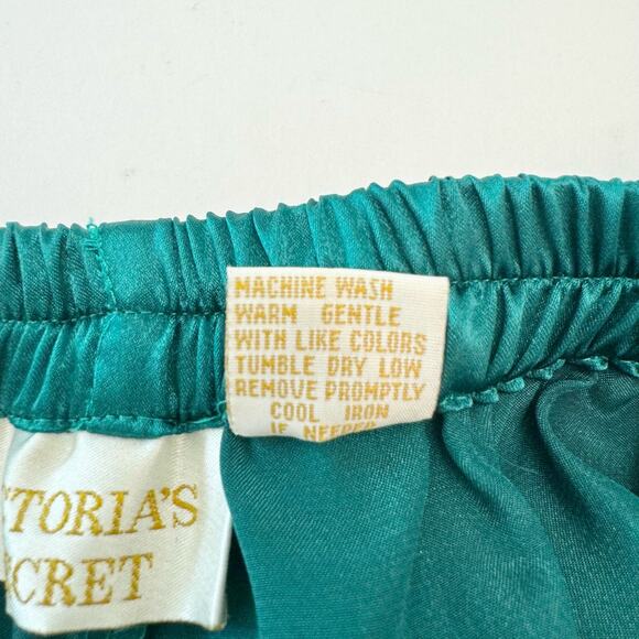 Victoria's Secret Vintage Gold Label Pajama SET Green Satin Jacquard Floral | M - Picture 14 of 14